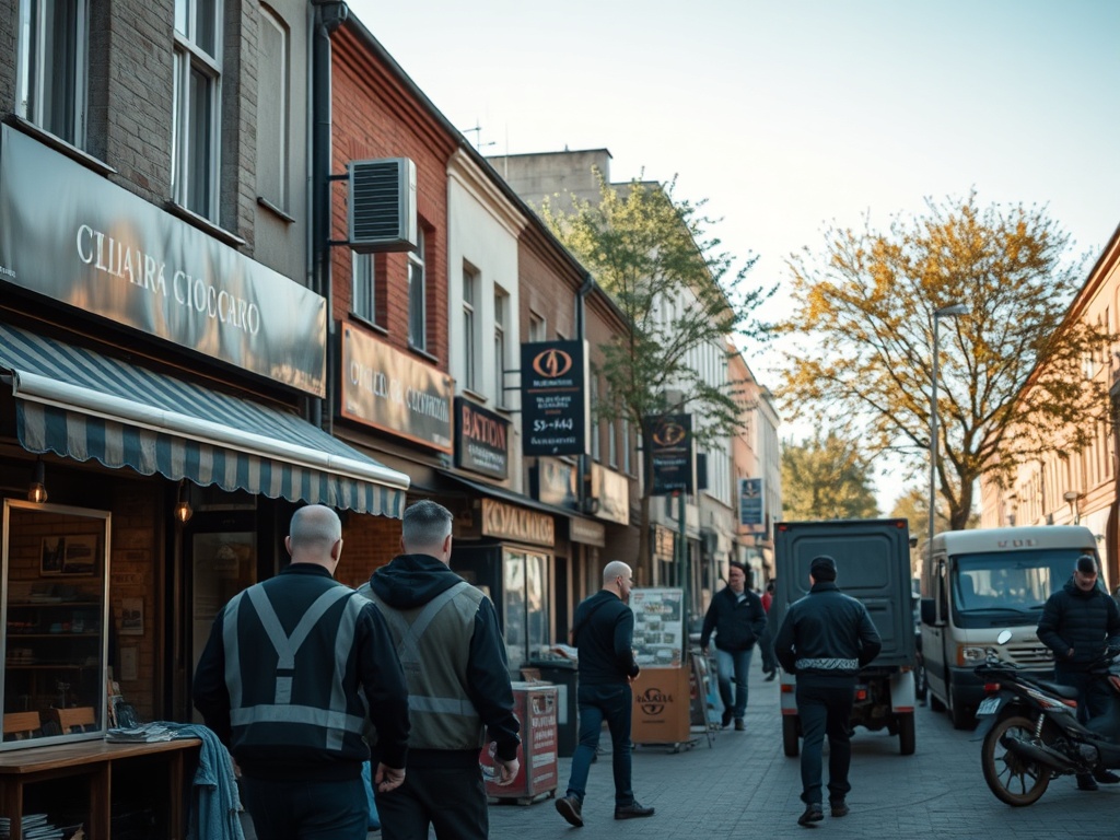 Urzędnik rozdający klucze do lokali użytkowych w ramach programu "Lokal na start" w Bytomiu